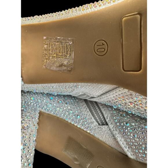 Silver Rhinestone Ankle Boots Sz 10 Cyber Bold Glam Maximalist Sparkle Y2K Party - Picture 11 of 11